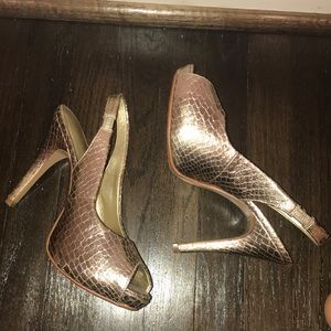Gold snakeskin heels